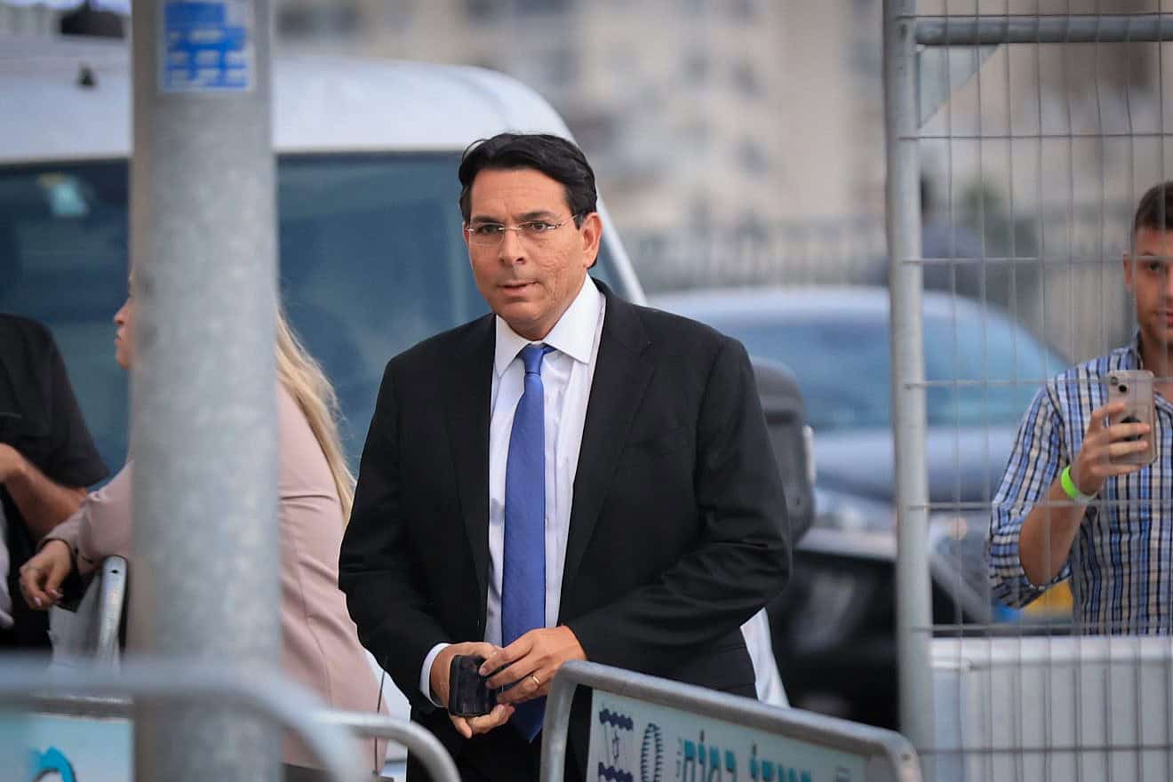 Knesset member Danny Danon arrives for a gathering at a restaurant in Jerusalem ahead of Rosh Hashanah, Sept. 13, 2023. Photo by Noam Revkin Fenton/Flash90.