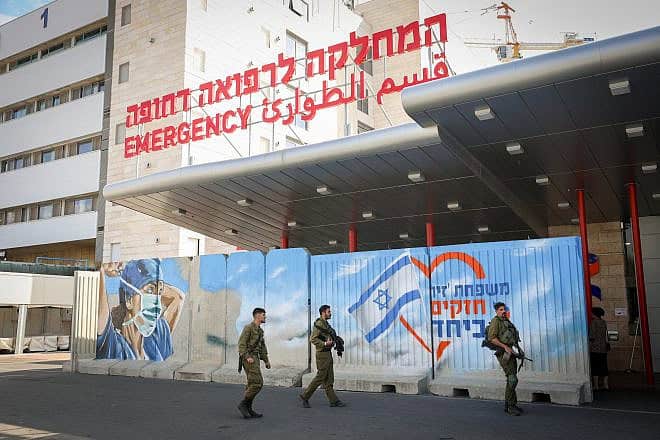 The emergency entrance at Ziv Medical Center in Safed, Oct. 31, 2023. Photo by David Cohen/Flash90.