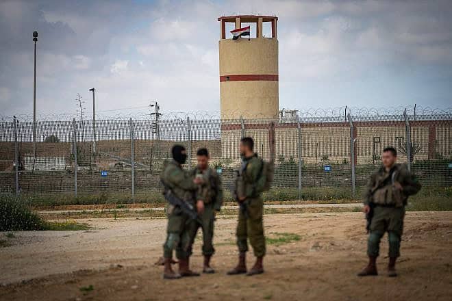 Israel Defense Forces at the Kerem Shalom border crossing with the Gaza Strip, Feb. 22, 2024. Photo by Erik Marmor/Flash90.