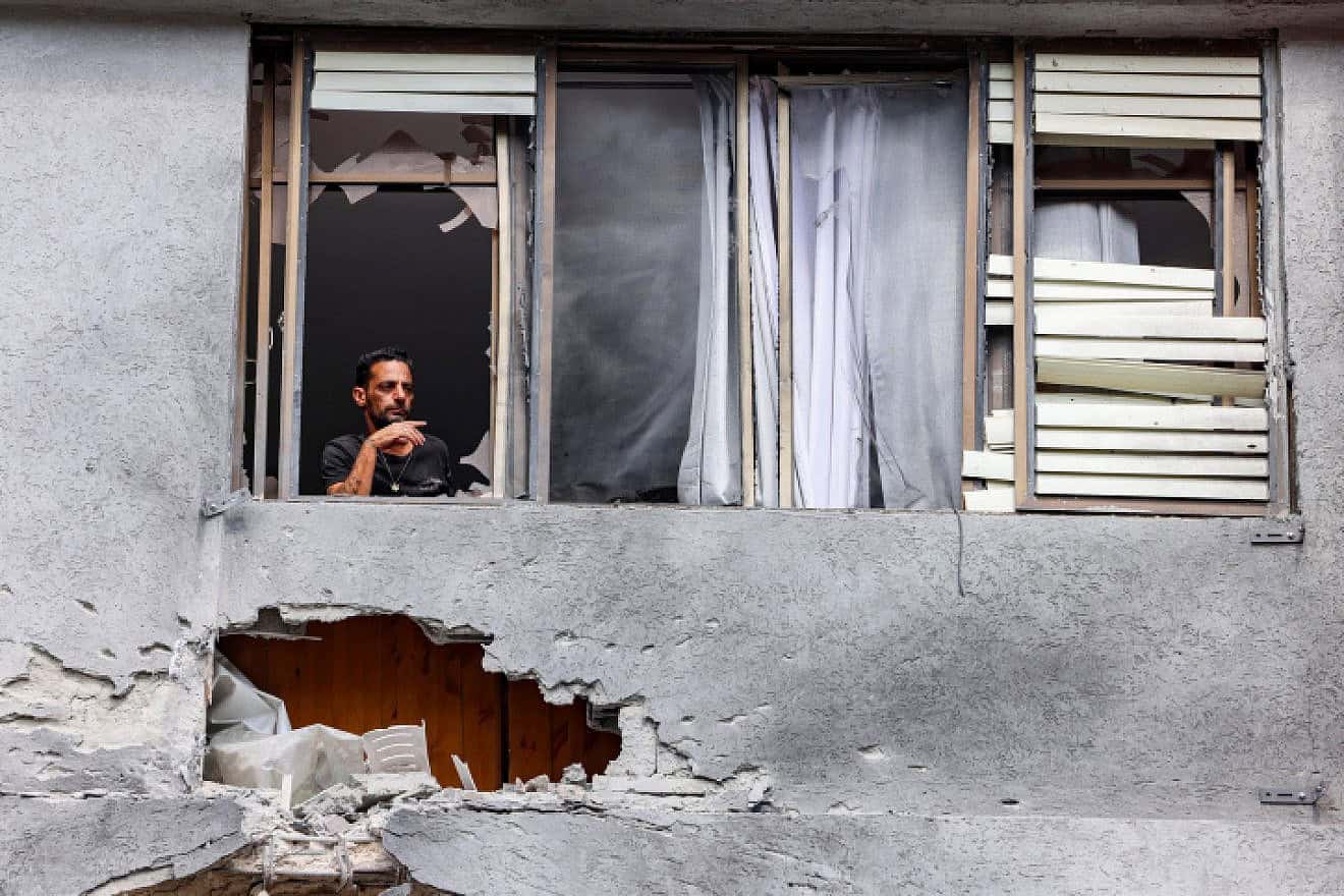 A rocket fired from Lebanon hits the northern Israeli city of Kiryat Shmona, May 5, 2024. Photo by David Cohen/Flash90.