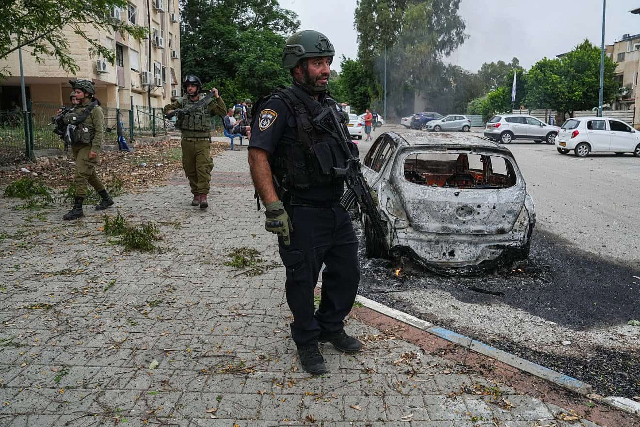 The scene where a rocket fired from Lebanon hit Kiryat Shmona on May 10, 2024. Photo by Ayal Margolin/Flash90.