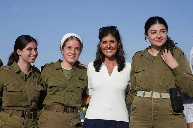 Former Republican presidential candidate Nikki Haley near the Israeli border with Lebanon, May 28, 2024. Photo by Ayal Margolin/Flash90.