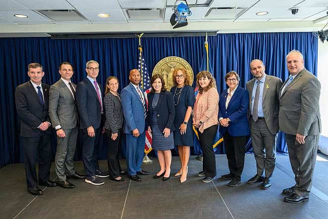 New York Gov. Kathy Hochul (center) holds hate crimes roundtable for Jewish community leaders amid an uptick in antisemitism and hate crimes, May 8. 2024/ Credit: Susan Watts/Office of Gov. Kathy Hochul.