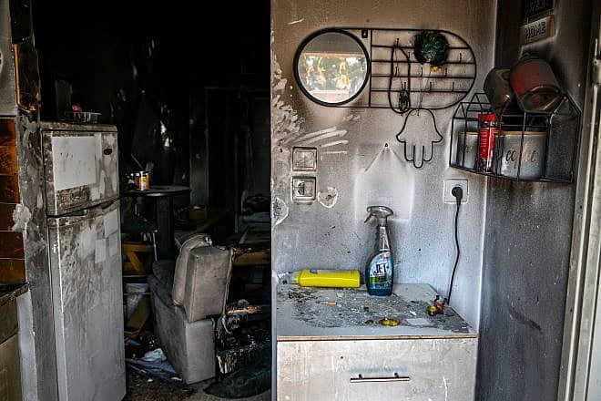 View of the destruction caused by Hamas terrorists on Oct. 7, 2023, in Kibbutz Kfar Aza, near the Israeli-Gaza border, in southern Israel, Nov. 2, 2023. Photo by Arie Leib Abrams/Flash90.