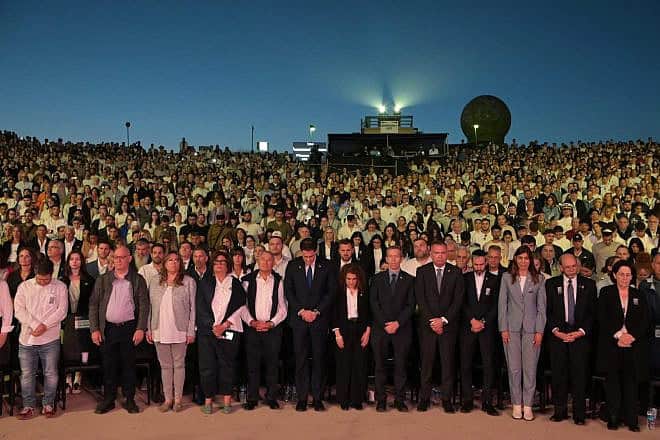 The 16th annual Yom Hazikaron (Memorial Day) Masa Israel Journey ceremony at Yad L’Shiryon in Latrun, Israel, on May 12, 2024. Credit: Courtesy of Masa Israel Journey.