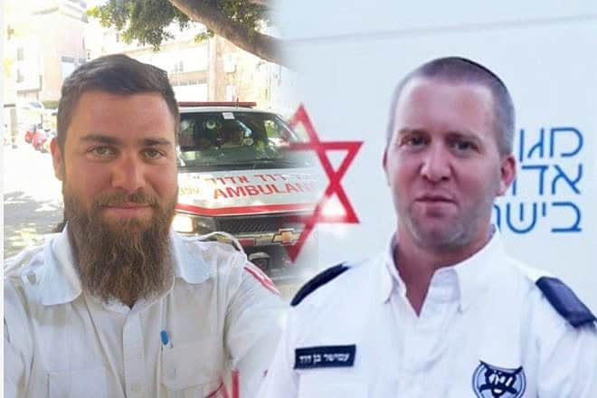 Master Sgt. (res.) Nitai Meisels (left) and Maj. (res.) Amishar Ben David. Both men began volunteering for Magen David Adom at age 16, and both died in the Gaza Strip during the current war against Hamas. Credit: Courtesy.