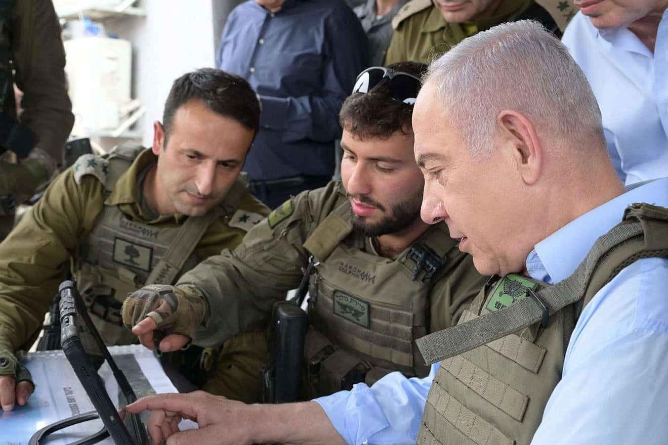 Israeli Prime Minister Benjamin Netanyahu speaks to IDF soldiers during a visit to the northern border on May 28, 2024. Photo by Amos Ben-Gershom/GPO.