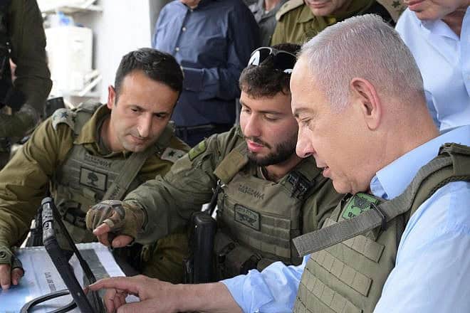 Israeli Prime Minister Benjamin Netanyahu speaks to IDF soldiers during a visit to the northern border on May 28, 2024. Photo by Amos Ben-Gershom/GPO.