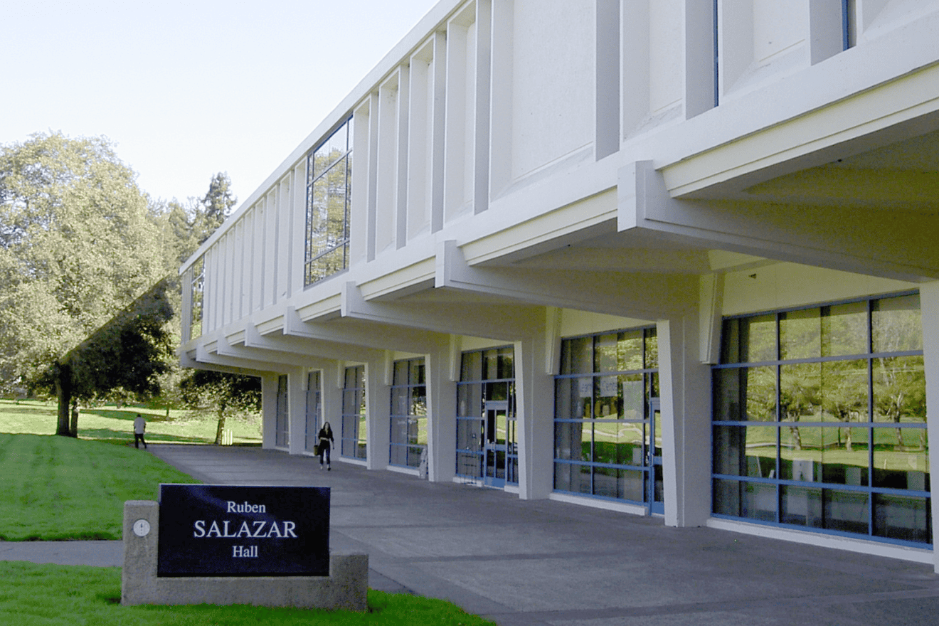 Ruben Salazar Hall on campus of Sonoma State University in Rohnert Park, Calif. Credit: Stepheng3 via Wikimedia Commons.