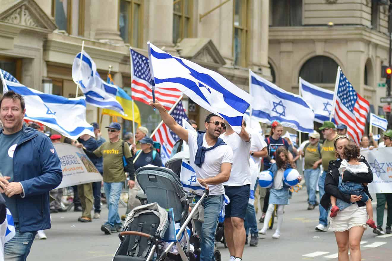 Marchers head up Fifth Avenue in Manhattan in the annual Celebrate Israel Parade, June 4, 2023. Photo by Ryan Rahman/Shutterstock.