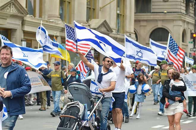 Marchers head up Fifth Avenue in Manhattan in the annual Celebrate Israel Parade, June 4, 2023. Photo by Ryan Rahman/Shutterstock.