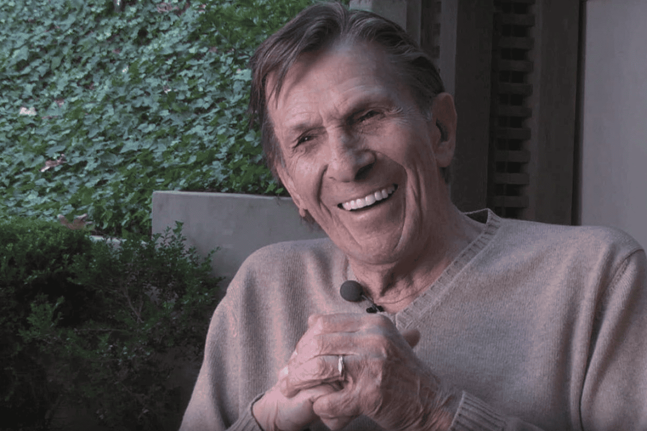 Actor and director Leonard Nimoy in a documentary made by the Yiddish Book Center's Wexler Oral History Project. Screenshot: Yiddish Book Center.