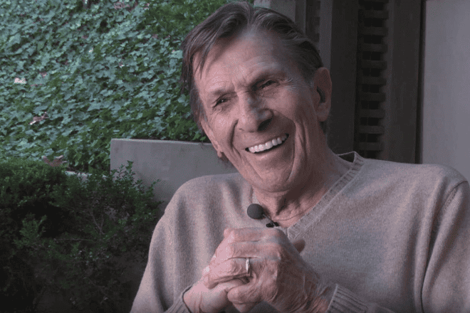 Actor and director Leonard Nimoy in a documentary made by the Yiddish Book Center's Wexler Oral History Project. Screenshot: Yiddish Book Center.