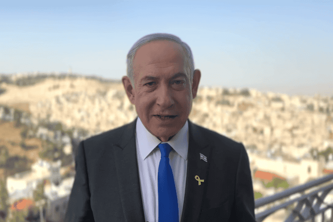 Israeli Prime Minister Benjamin Netanyahu delivers remarks on the Jewish state's war against Hamas, May 9, 2024. Credit: Prime Minister's Office.