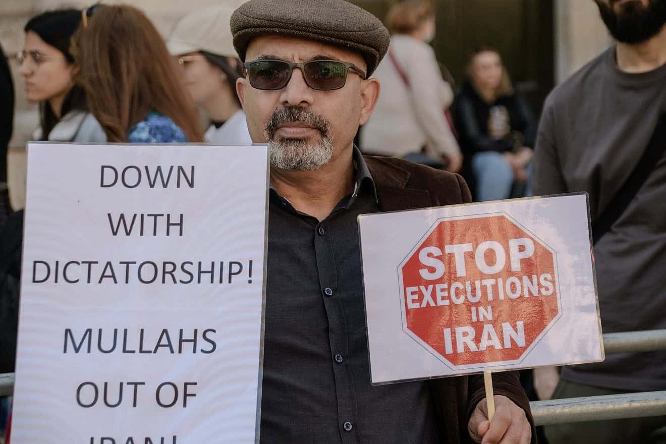 A protest in 2023 against policies of the Iranian in Trafalgar Square, the United Kingdom. Credit: Koca Vehbi/Shutterstock.