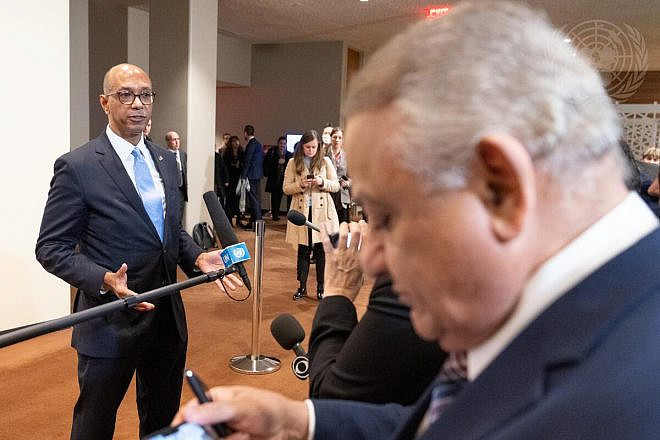 Robert Wood, deputy U.S. ambassador to the United Nations, briefs reporters after closed Security Council consultations on the situation in the Middle East on Nov. 6, 2023 in New York. Credit: Eskinder Debebe/U.N. Photo.