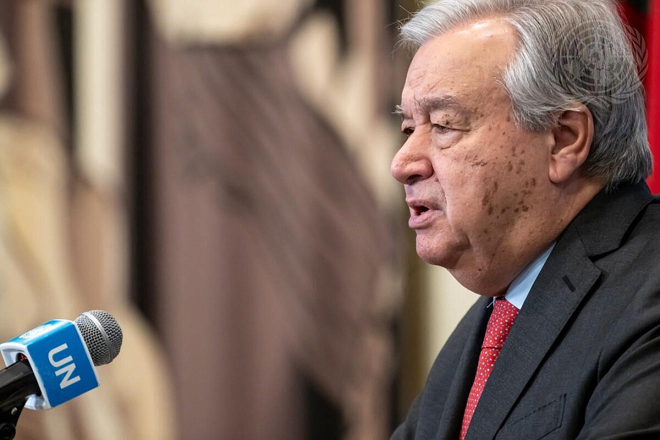U.N. Secretary-General António Guterres briefs reporters on the situation in Gaza on May 7, 2024. Credit: Mark Garten/U.N. Photo.