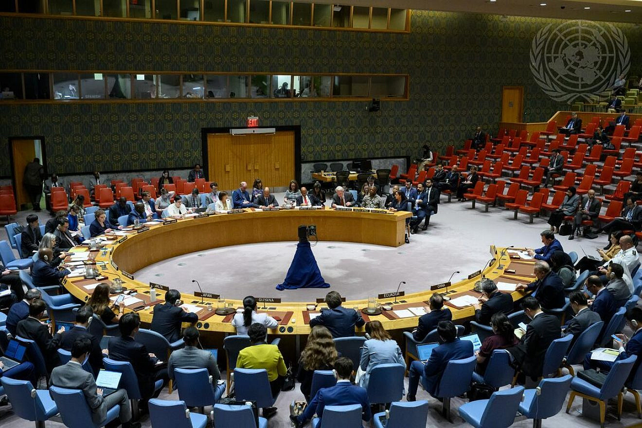 A wide view of the Security Council meeting on the situation in the Middle East, including the Palestinian question, on May 29, 2024. Credit: Loey Felipe/U.N. Photo.