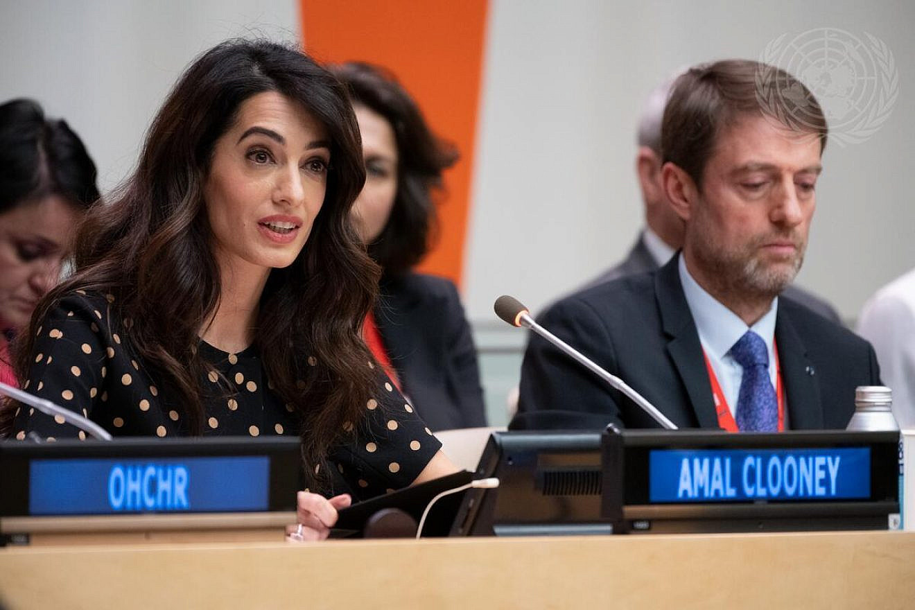 Amal Clooney, a human-rights lawyer and wife of George Clooney, addresses the U.N. Security Council arrived for a meeting on ensuring accountability for atrocities committed in Ukraine in April 2022. Credit: U.N. Photo.