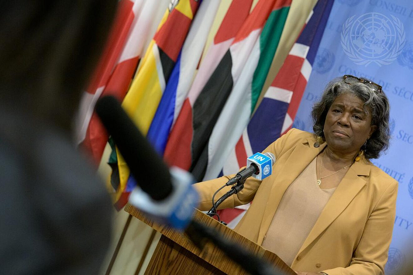 Linda Thomas-Greenfield, U.S. ambassador to the United Nations and president of the Security Council for the month of August, briefs reporters on the completion of the U.S. presidency of the U.N. Security Council on Aug. 31, 2023. Credit: Manuel Elías/U.N. Photo.