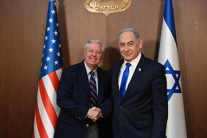 Israeli Prime Minister Benjamin Netanyahu hosts Sen. Lindsey Graham at the Prime Minister's Office in Jerusalem, May 29, 2024. Photo by Chaim Tzach/GPO.