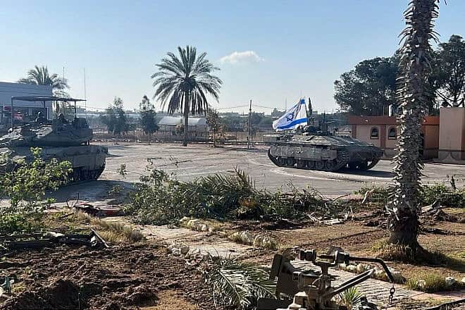 Israeli tanks roll up to the Gaza side of the Rafah Crossing, May 7, 2024. Credit: IDF.
