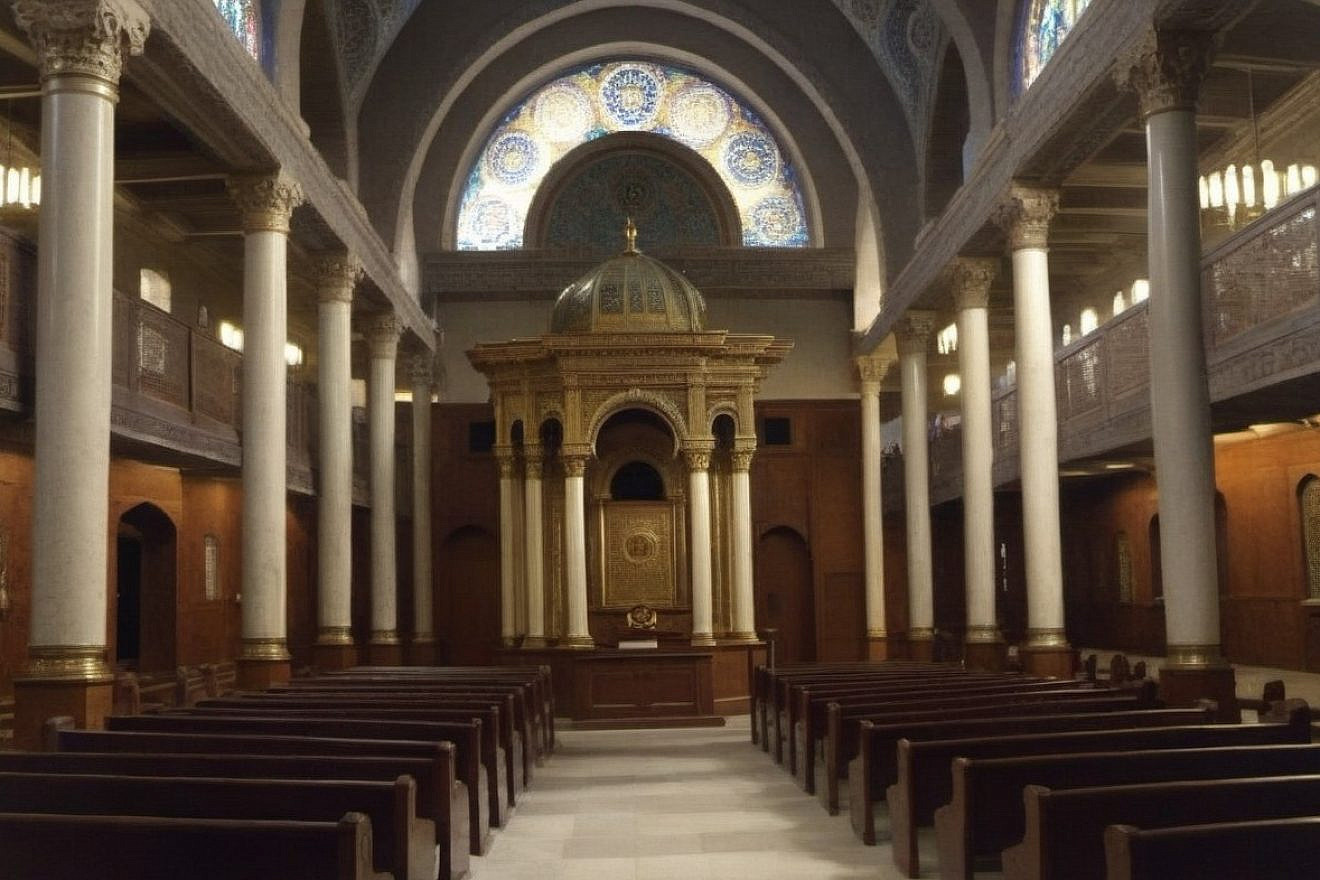 Illustrative image of the interior of a synagogue. Source: Stable Diffusion