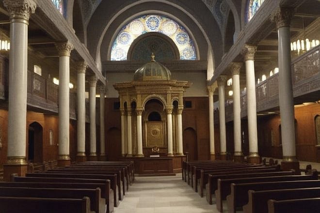 Illustrative image of the interior of a synagogue. Source: Stable Diffusion