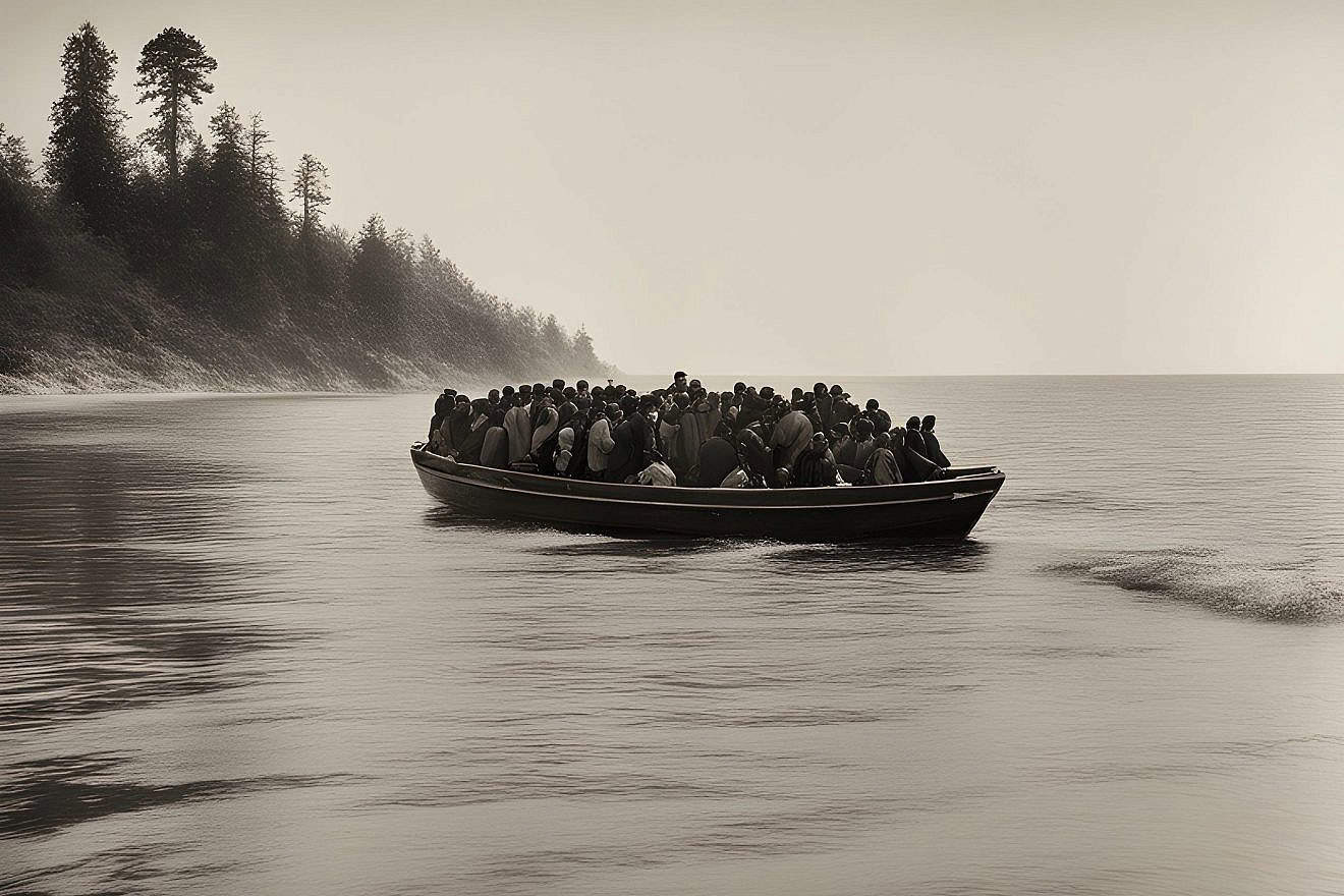 An illustrative image of an immigrant boat approaching the shore. Source: DeepAI.