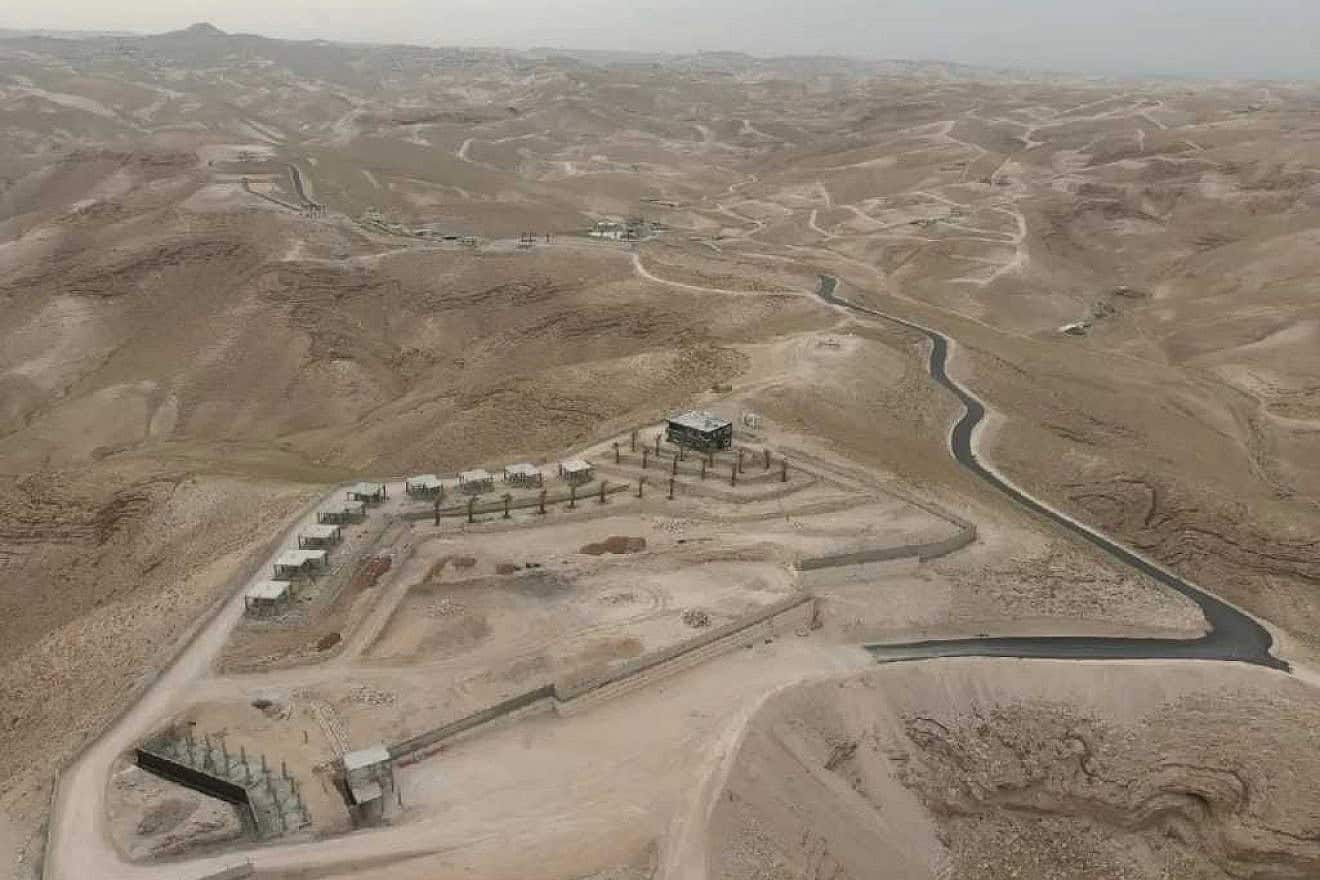 The Palestinian Authority is building a city in the HaMasrek nature reserve in the Judean Desert, May 19, 2024. Credit: Gush Etzion Regional Council.