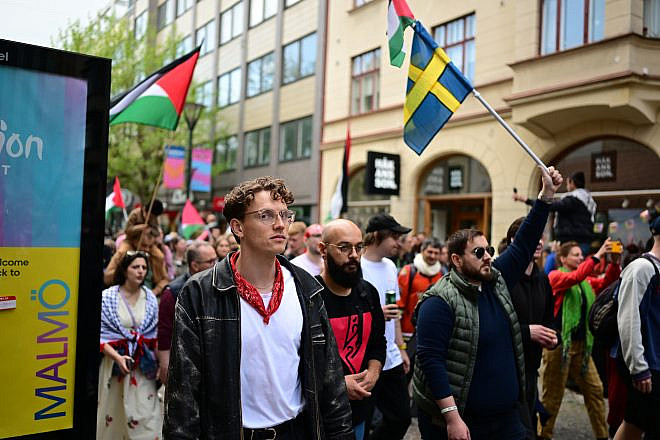 Anti-Israel protesters demonstrated in Malmö, Skåne, Sweden on May 11 2024 during the Eurovision Song Contest. Credit: Woodan/Shutterstock.