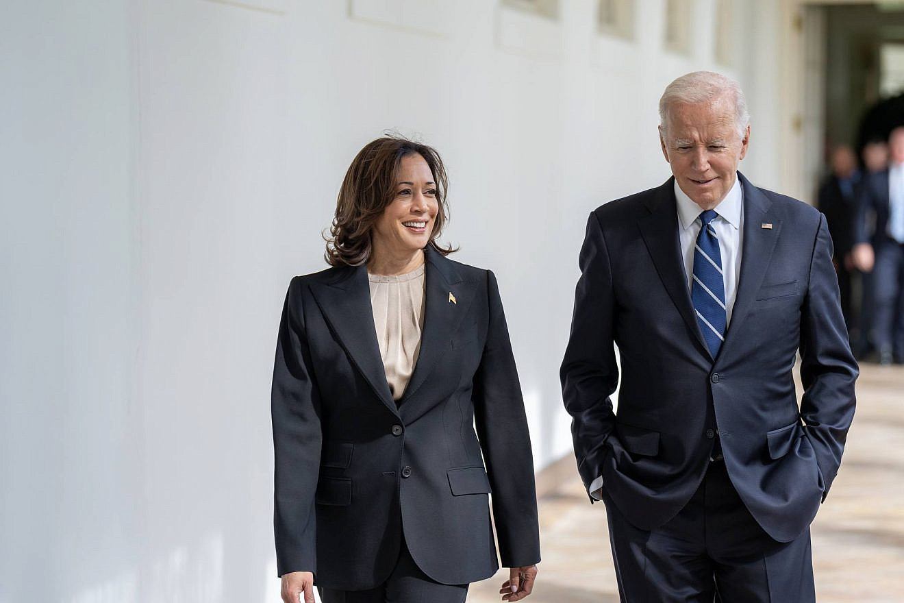 President Joe Biden and Vice President Kamala Harris walk along the Colonnade of the White House, Oct. 10, 2023. Credit: Adam Schultz/White House.