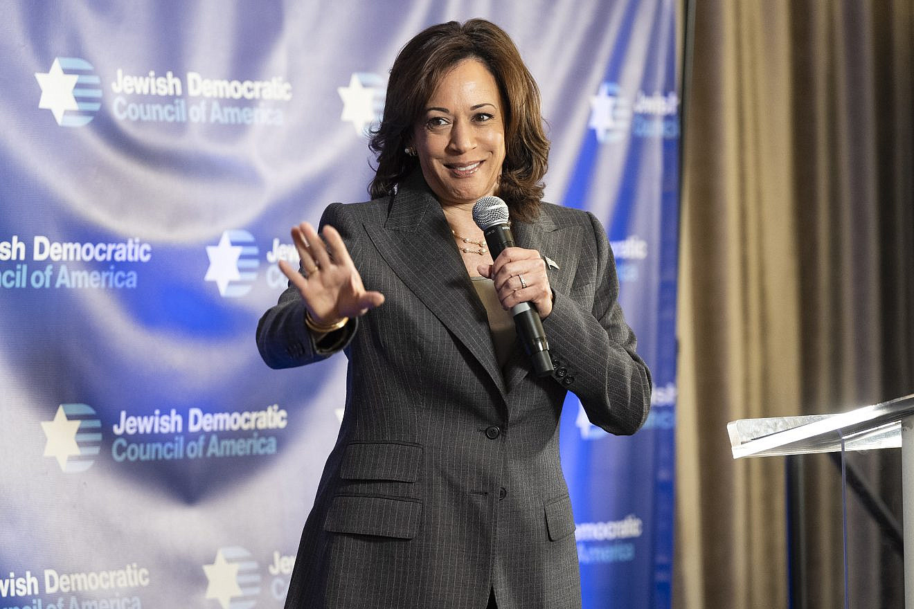 U.S. Vice President Kamala Harris speaks at a Jewish Democratic Council of America event in Washington, D.C., on May 24, 2023. Credit: Joshua Roberts/Jewish Democratic Council of America.