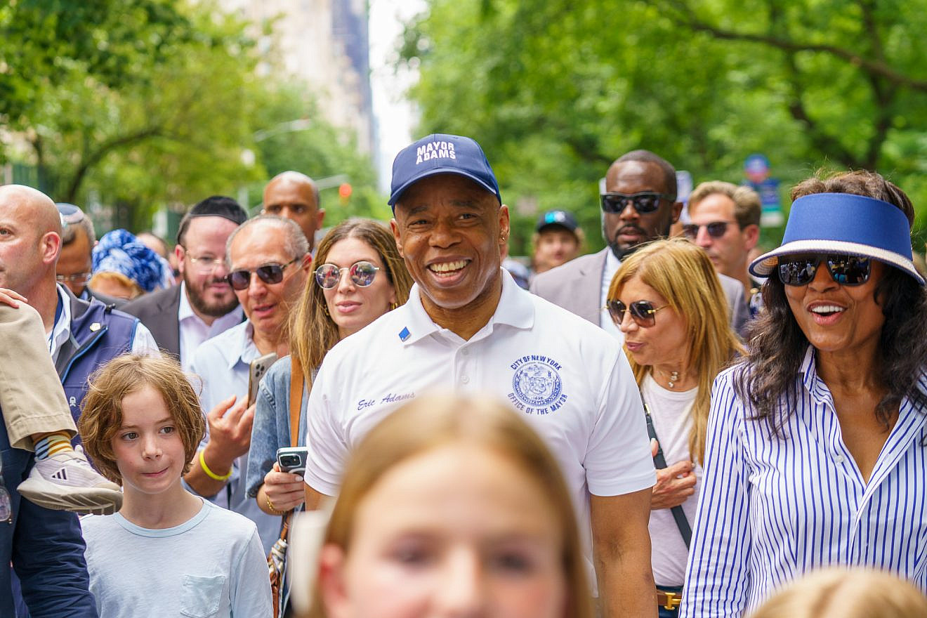 New York City Mayor Eric Adams marches in the Jewish Community Relations Council of New York’s Israel parade on June 2, 2024. Credit: Benny Polatseck/Mayoral Photography Office.