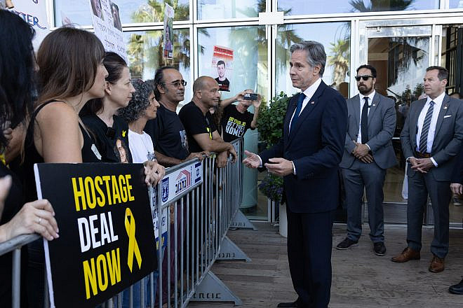 Secretary of State Antony Blinken meets in Tel Aviv with families and supporters of Israelis held hostage by Hamas in Gaza, June 11, 2024. Photo by Chuck Kennedy/U.S. State Department.