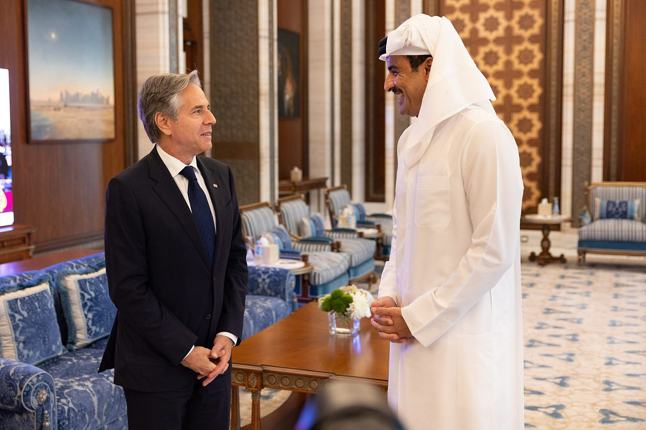 U.S. Secretary of State Antony Blinken meets with Qatari Amir Sheikh Tamim bin Hamad Al Thani in Doha, Qatar, June 12, 2024. Credit: Chuck Kennedy/U.S. State Department.