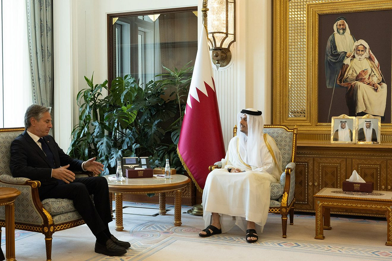 U.S. Secretary of State Antony Blinken meets with Qatari Prime Minister and Minister of Foreign Affairs Mohammed bin Abdulrahman Al Thani in Doha, Qatar, June 12, 2024. Credit: Chuck Kennedy/U.S. State Department.