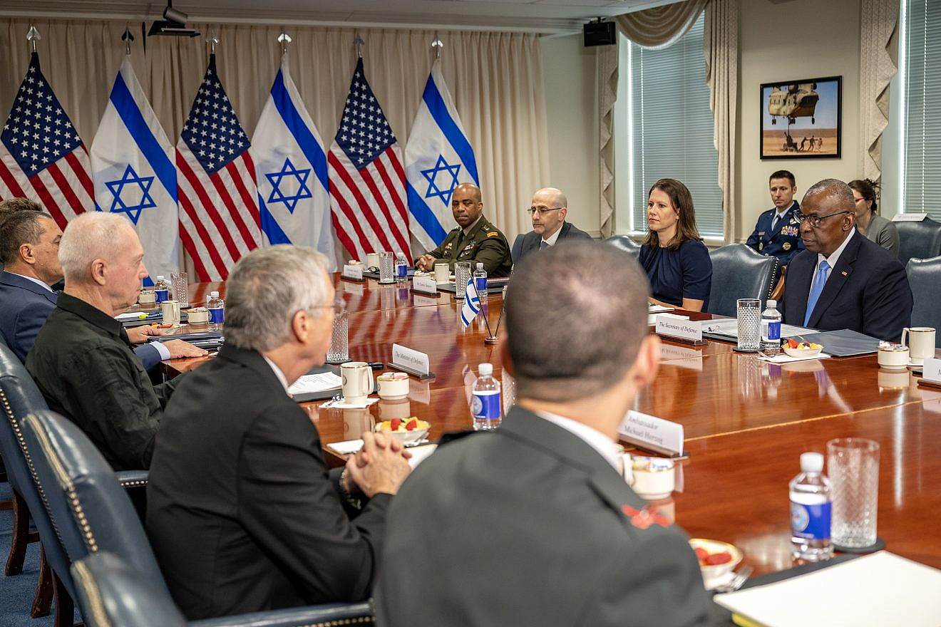 U.S. Secretary of Defense Lloyd Austin and Israeli Defense Minister Yoav Gallant participate in a bilateral exchange at the Pentagon in Washington, D.C., on June 25, 2024. Credit: U.S. Air Force Staff Sgt. Eugene Oliver/U.S. Department of Defense.