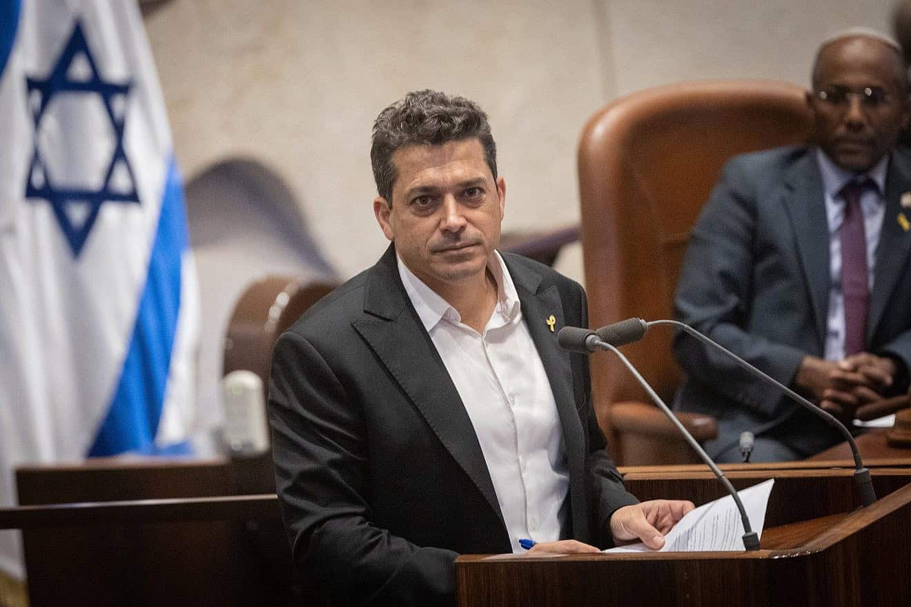 Israeli Diaspora Affairs Minister Amichai Chikli speaks at the Knesset in Jerusalem, June 25, 2024. Photo by Chaim Goldberg/Flash90.