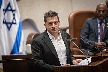 Israeli Diaspora Affairs Minister Amichai Chikli speaks at the Knesset in Jerusalem, June 25, 2024. Photo by Chaim Goldberg/Flash90.