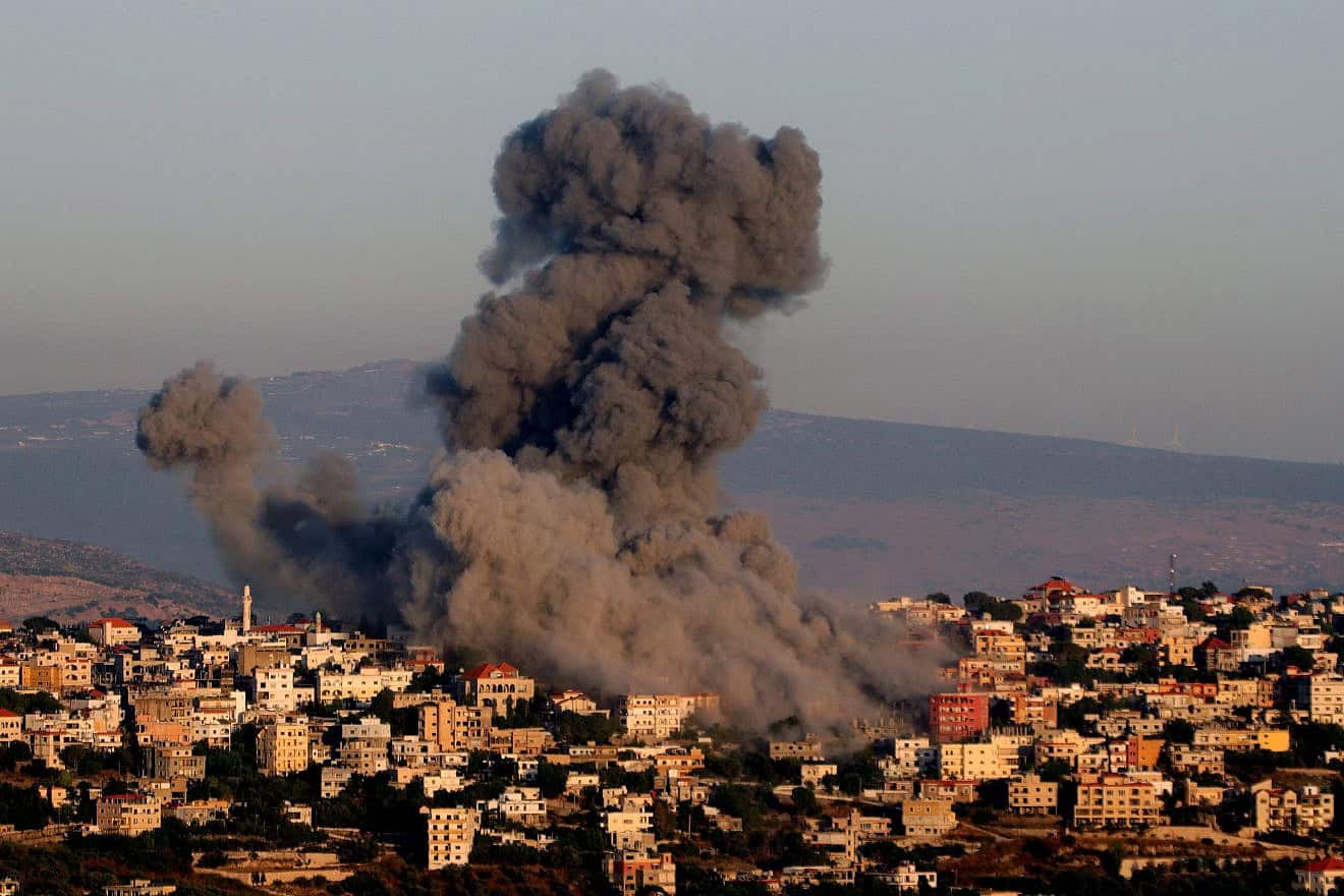 Smoke billows following an Israeli airstrike on a terrorist target in Khiam, Southern Lebanon, on June 21, 2024. Photo by Rabih Daher/AFP via Getty Images.