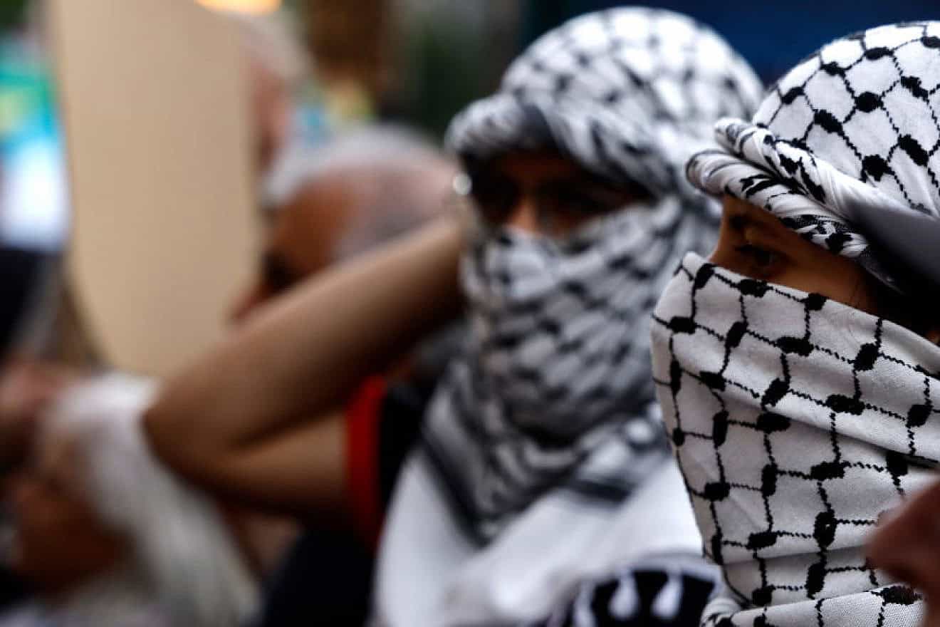 Pro-Hamas supporters near Columbia University in New York City on May 23, 2024. Photo by John Lamparski/Getty Images.