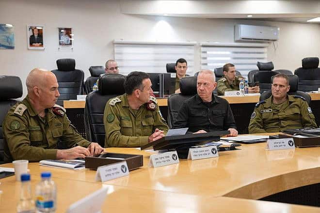 L-R: Commander of the IDF Northern Command Maj. Gen. Ori Gordin, IDF Chief of Staff. Lt. Gen. Herzi Halevi, Defense Minister Yoav Gallant and Israeli Air Force Commander Tomer Bar during an operational assessment of the northern sector on June 19, 2024. Photo by Ariel Hermoni (IMoD).
