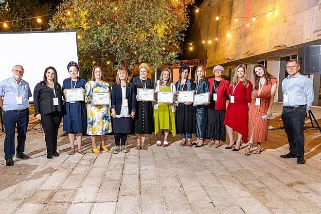 American entrepreneur David Magerman (right) at a ceremony where his Tzemach David Foundation honored outstanding teachers in Israel's state religious educational system, held at the Bible Lands Museum in Jerusalem, June 26, 2024. Photo by Yoseph Cohen.