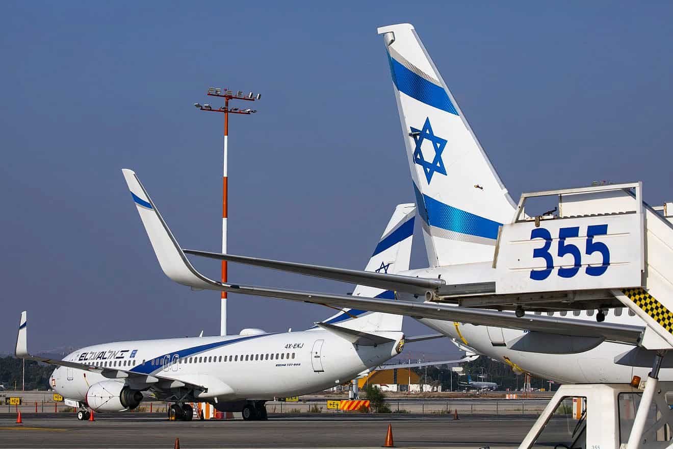 El Al airplanes parked at Ben-Gurion Airport in Lod, Aug. 3, 2020. Photo by Olivier Fitoussi/Flash90.
