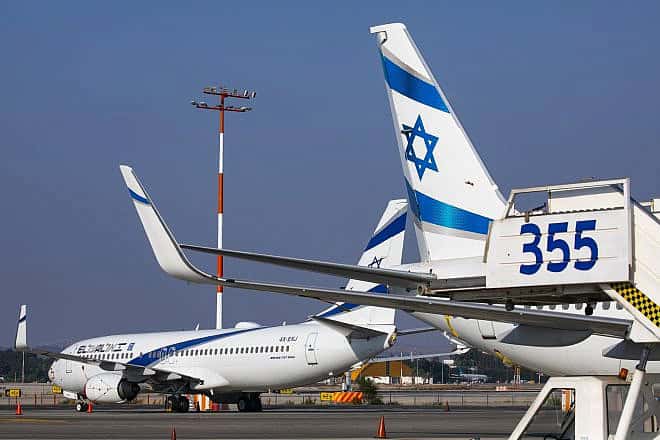 El Al airplanes parked at Ben-Gurion Airport in Lod, Aug. 3, 2020. Photo by Olivier Fitoussi/Flash90.
