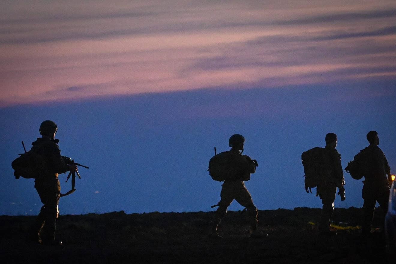 Israeli soldiers during a military drill in the Golan Heights, Feb. 11, 2024. Photo by Michael Giladi/Flash90.