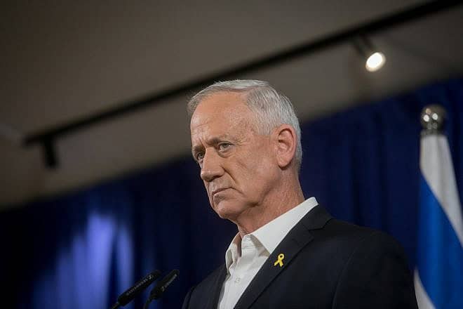 National Unity Party leader Benny Gantz holds a press conference in Ramat Gan, May 18, 2024. Photo by Miriam Alster/Flash90.