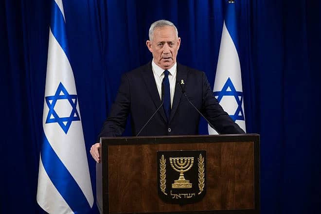 National Unity Party leader Benny Gantz holds a press conference in Ramat Gan, June 9, 2024. Photo by Avshalom Sassoni/Flash90.
