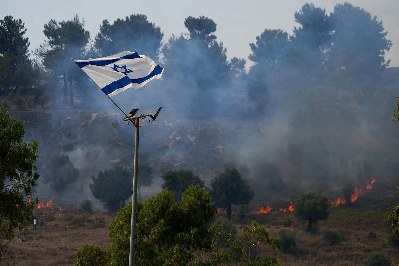 A large fire after missiles launched from Lebanon hit open areas in the Galilee, June 12, 2024. Photo by Ayal Margolin/Flash90.